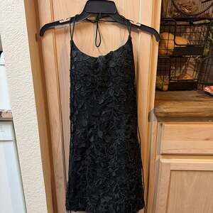 Black Floral Embroidered Mini Dress size 4